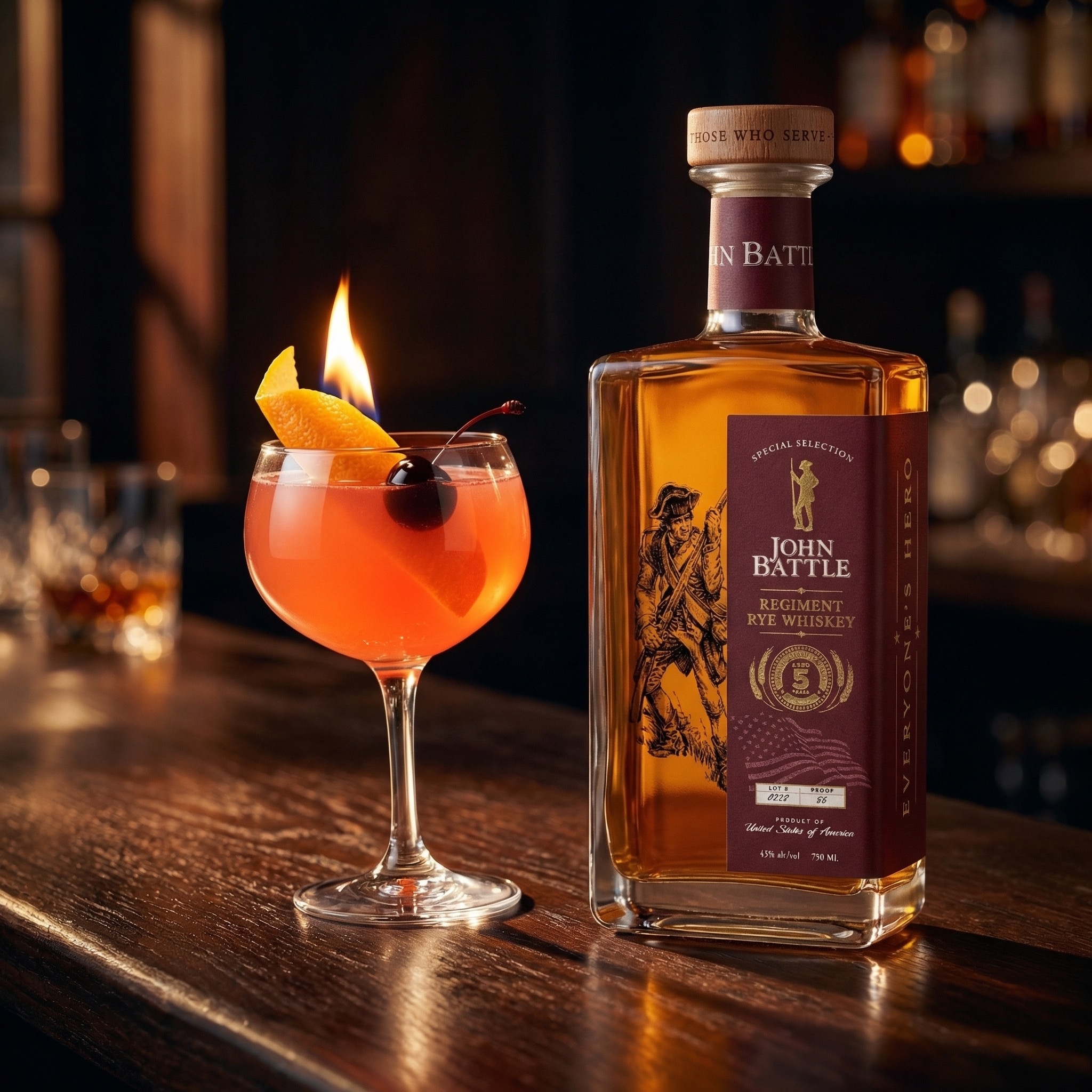 Battle Royal cocktail with rye, Aperol, and Averna Amaro
