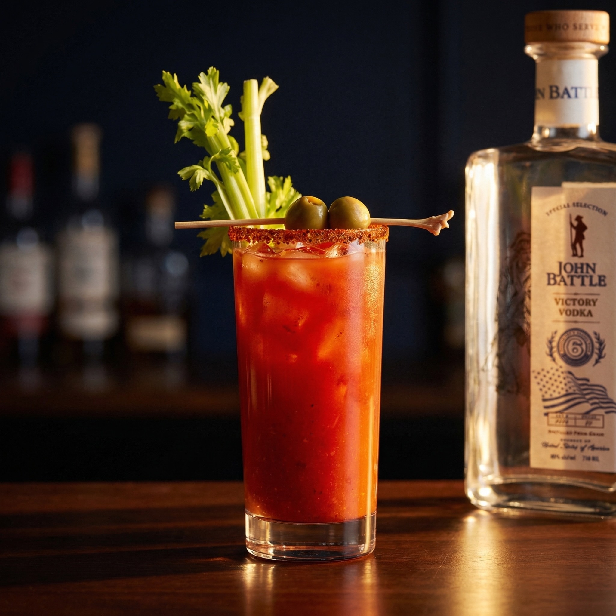 The Bloody Battle cocktail with vodka and Bloody Mary mix