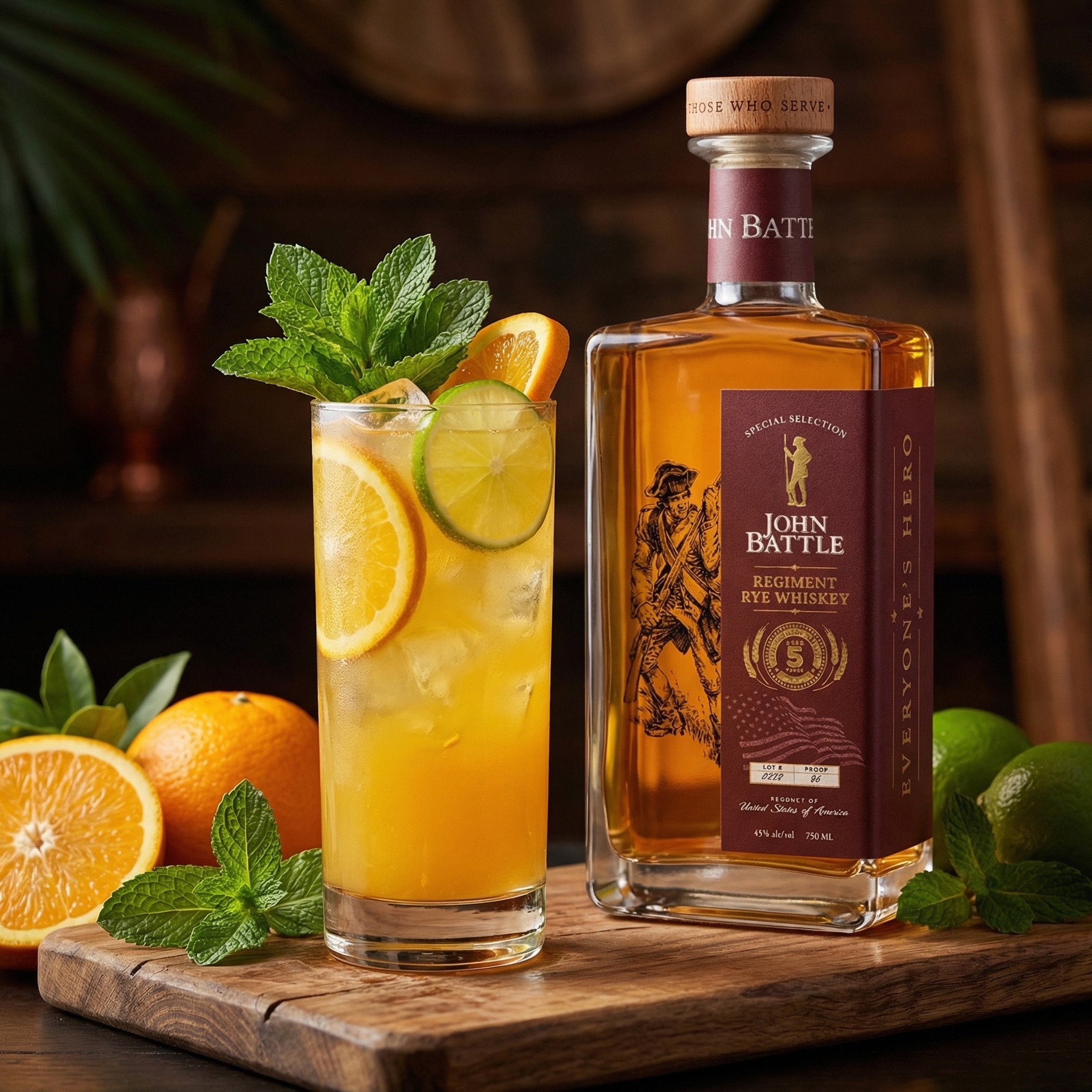 David Farragut Fix cocktail with rye and orange juice
