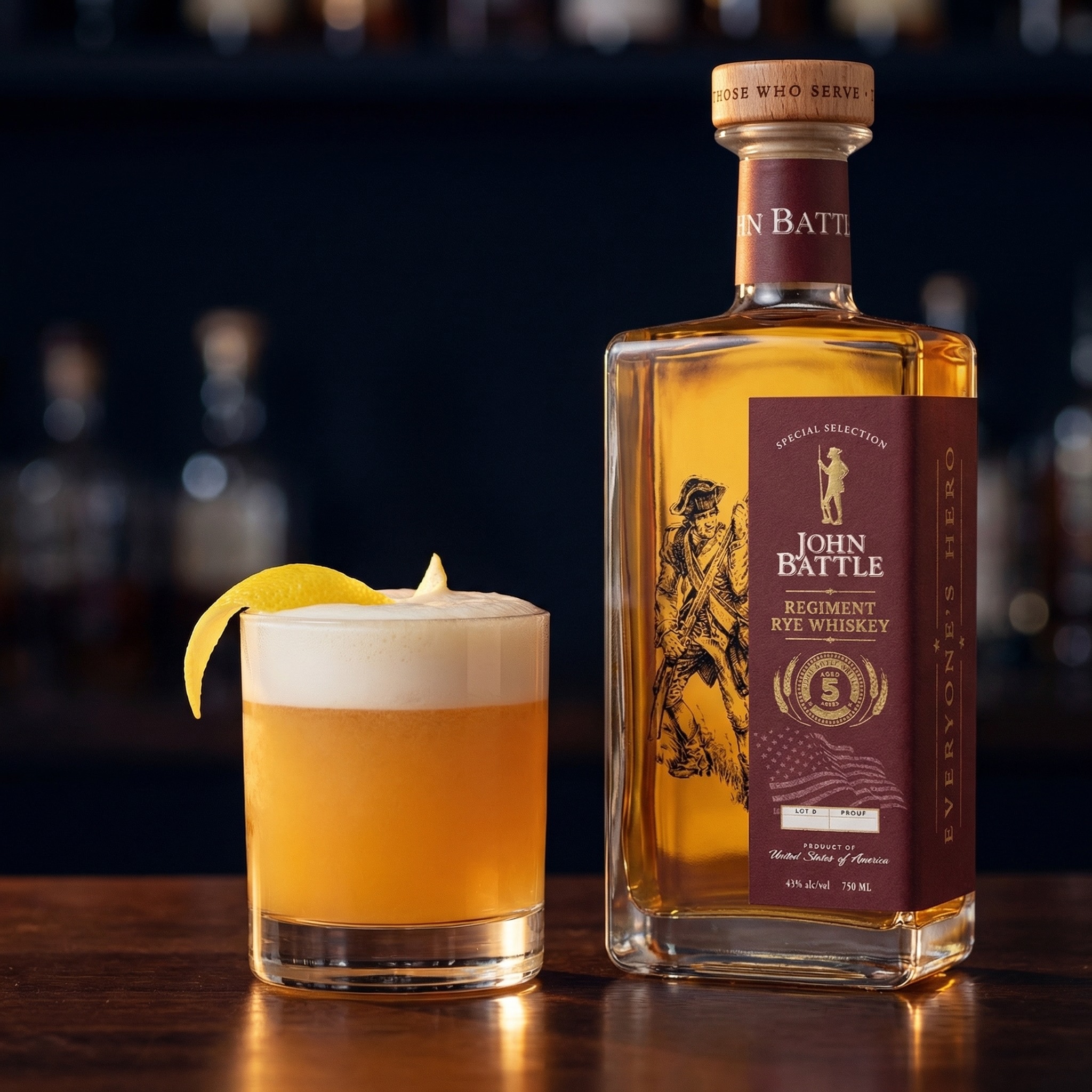 Gold Rush cocktail with rye, honey, and lemon