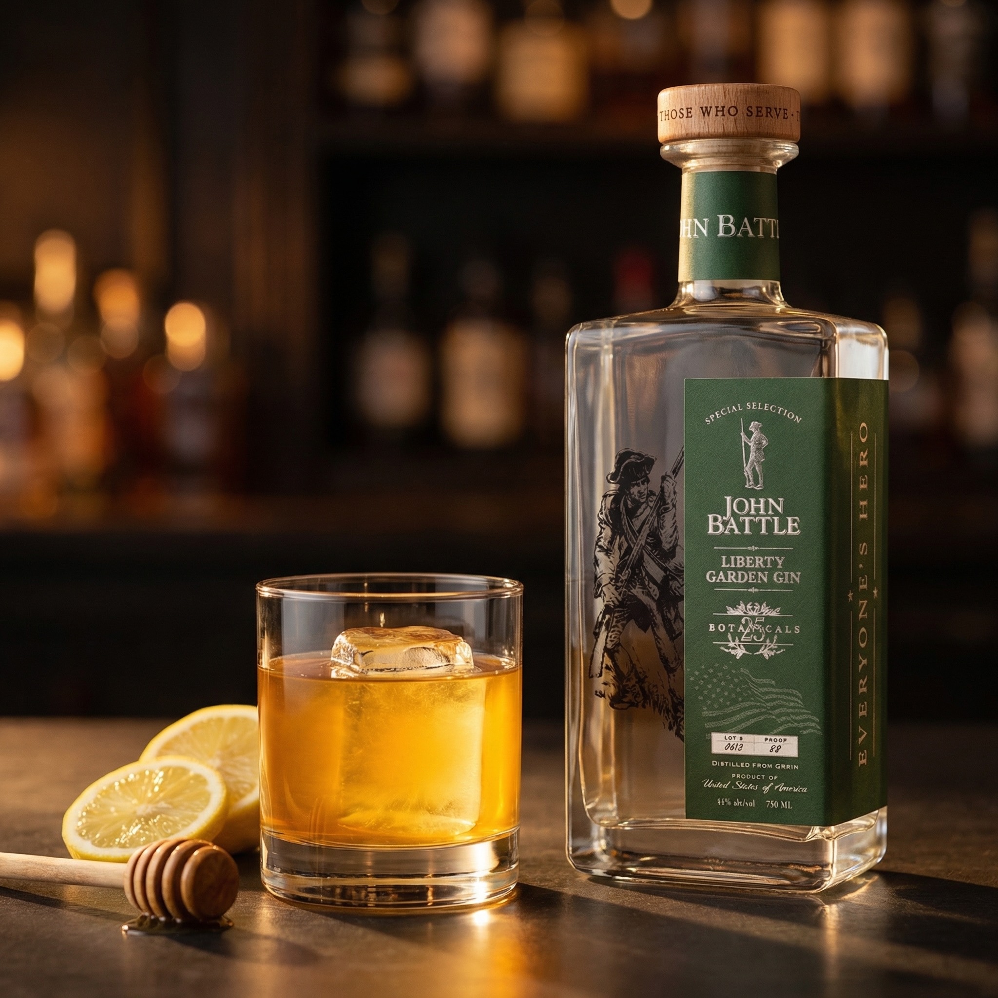 Golden Orders cocktail with gin, lemon, and honey