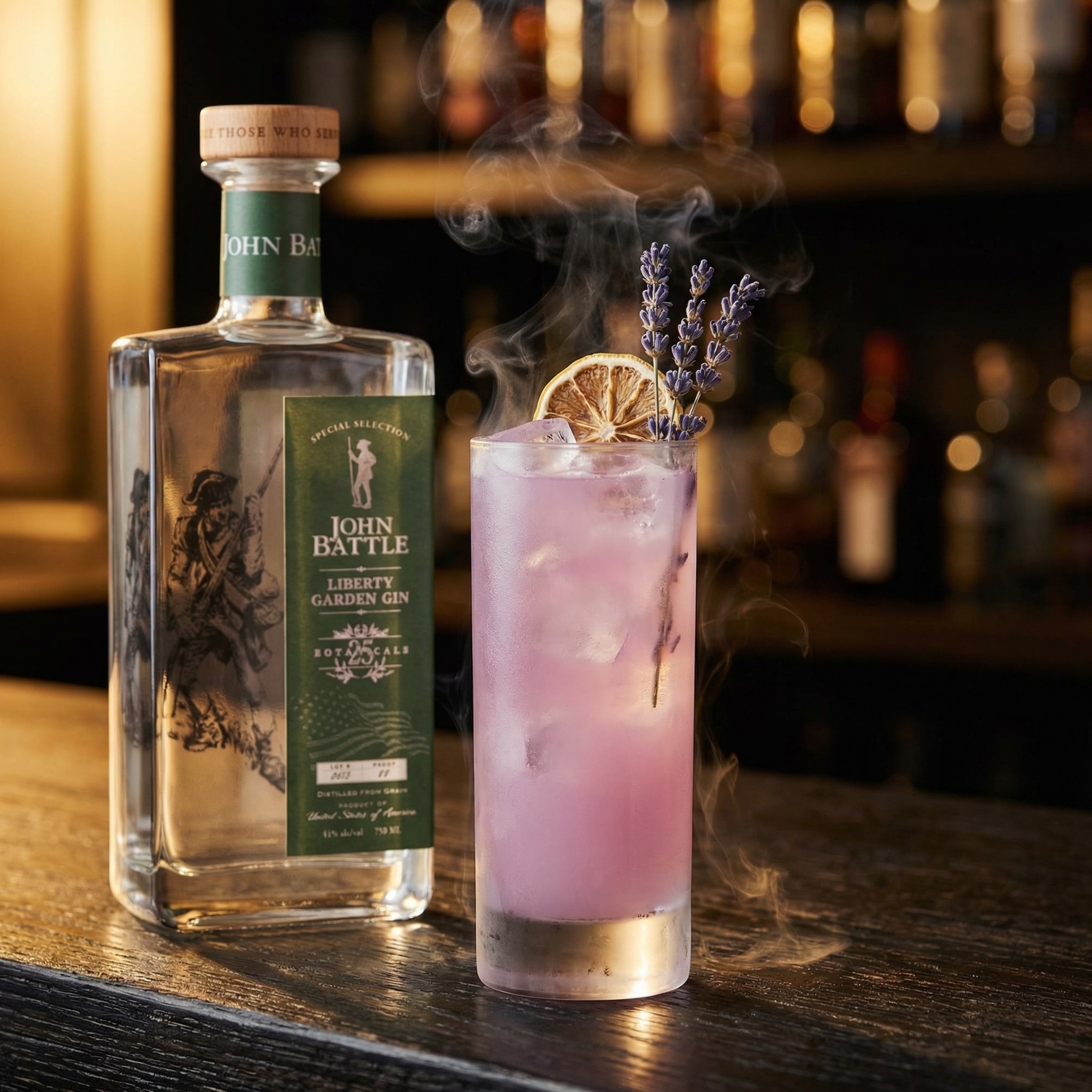 Silent Orders cocktail with gin, lavender, and tonic